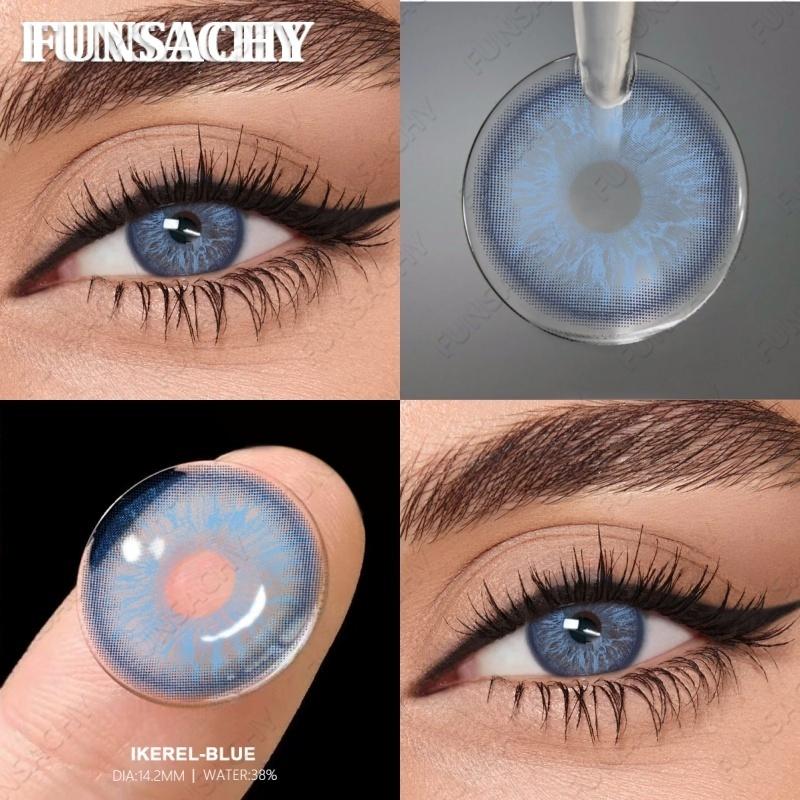 FUNSACHY 1 Pair Gray Color Contact Lenses Brown Natural Lens for Eyes Green Fashion Beauty Pupils Yearly Eye Makeup Accessories