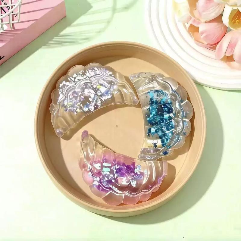 Anti Anxiety Dumpling Fidget Toys 3Pcs Glitter Transparent Pack With Steamer Sensory Toy for Work Break Relaxation