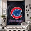 Wall Hanging Tapestry With Custom Name & Text, Chicago Cubs Decorative Tapestry For Bedroom