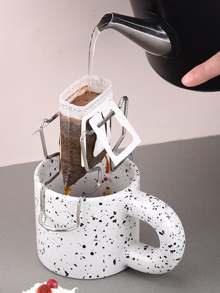 Portable Stainless Steel Coffee Filter Paper Holder Hand Brewed Hanging Ear Design Kitchen Storage Organizer