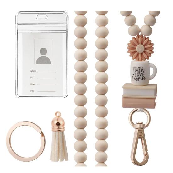 

Брелок для ключей с держателем удостоверения личности, цветной шнурок из дерева, бахрома из замши, водонепроницаемая сумка A