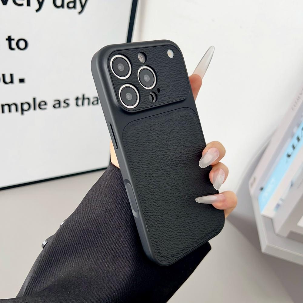 Original Frosted PU Leather Texture Phone Case For iPhone 17 Air 16 15 14 13 Pro Max Nonslip Shockproof Soft Orange Bumper Cover
