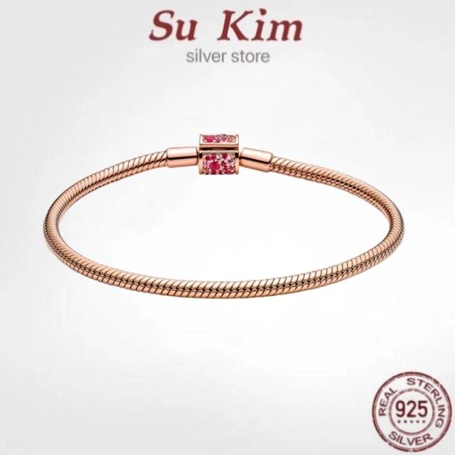 

New Love Fit Original Pan 100 %925 Sterling Silver Beaded Bracelet For Women Fit Original Diy Charm Jewelry 16cm