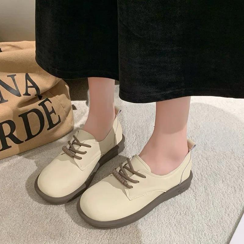 Loafers Ladies Footwear With Straps Heel Single Moccasins Cute Low Price 2025 Trend Young Genuine Mark Y2k 39 Women's Flat Shoes