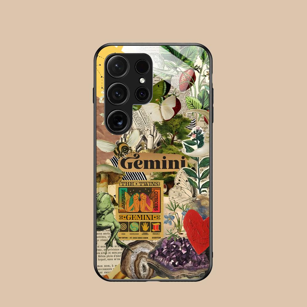 Zodiac Sign Gemini Mobile Phone Case for Samsung Galaxy S26 S25 S24 S23 S22 S21 S20 Note20 Plus FE Ultra Glass Colorful Cover
