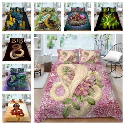 Bettwäsche-Set mit 3D-Schlangendruck, Tröster, Bettbezug, Mikrofaser, für Teenager, Einzelbett, Doppelbett, Kissenbezug