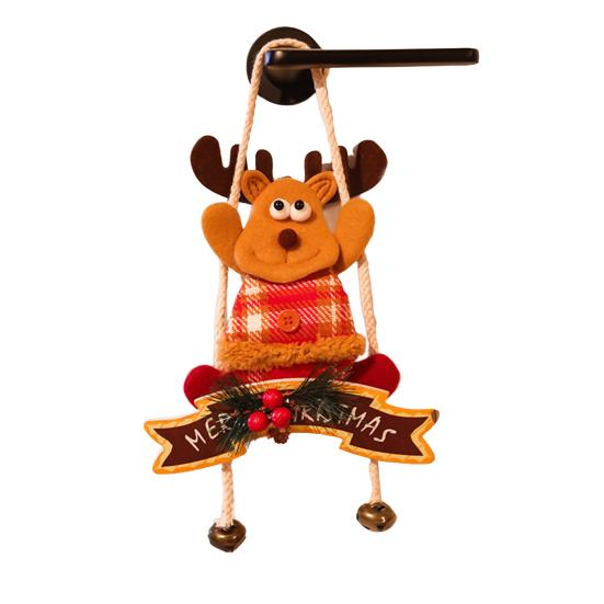 Christmas Hanging Decoration 3D Santa Snowman Elk Bear Door Knob Hanger Holiday Wall Art Sign for Living Room Bedroom Indoor Decor