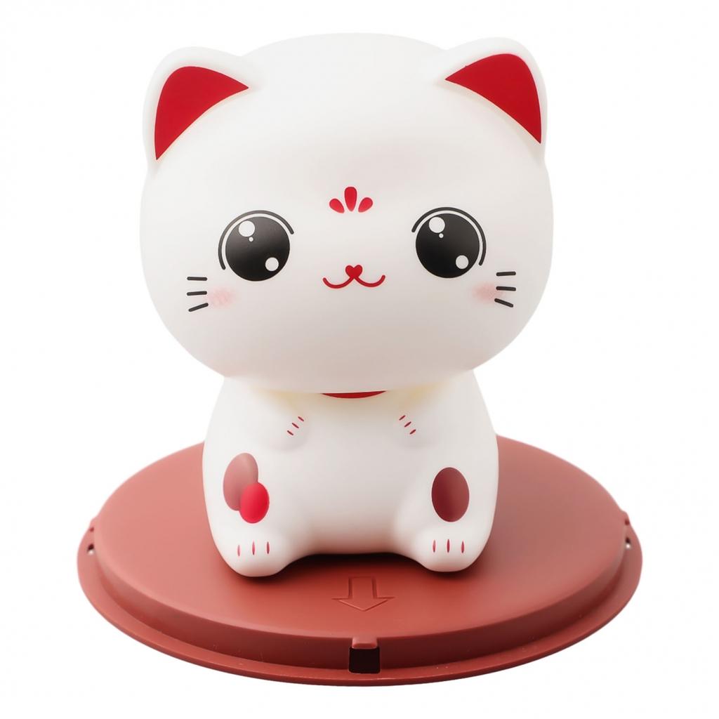 Happiness And Auspiciousness Car Ornament Cute Cat Solar Powered
