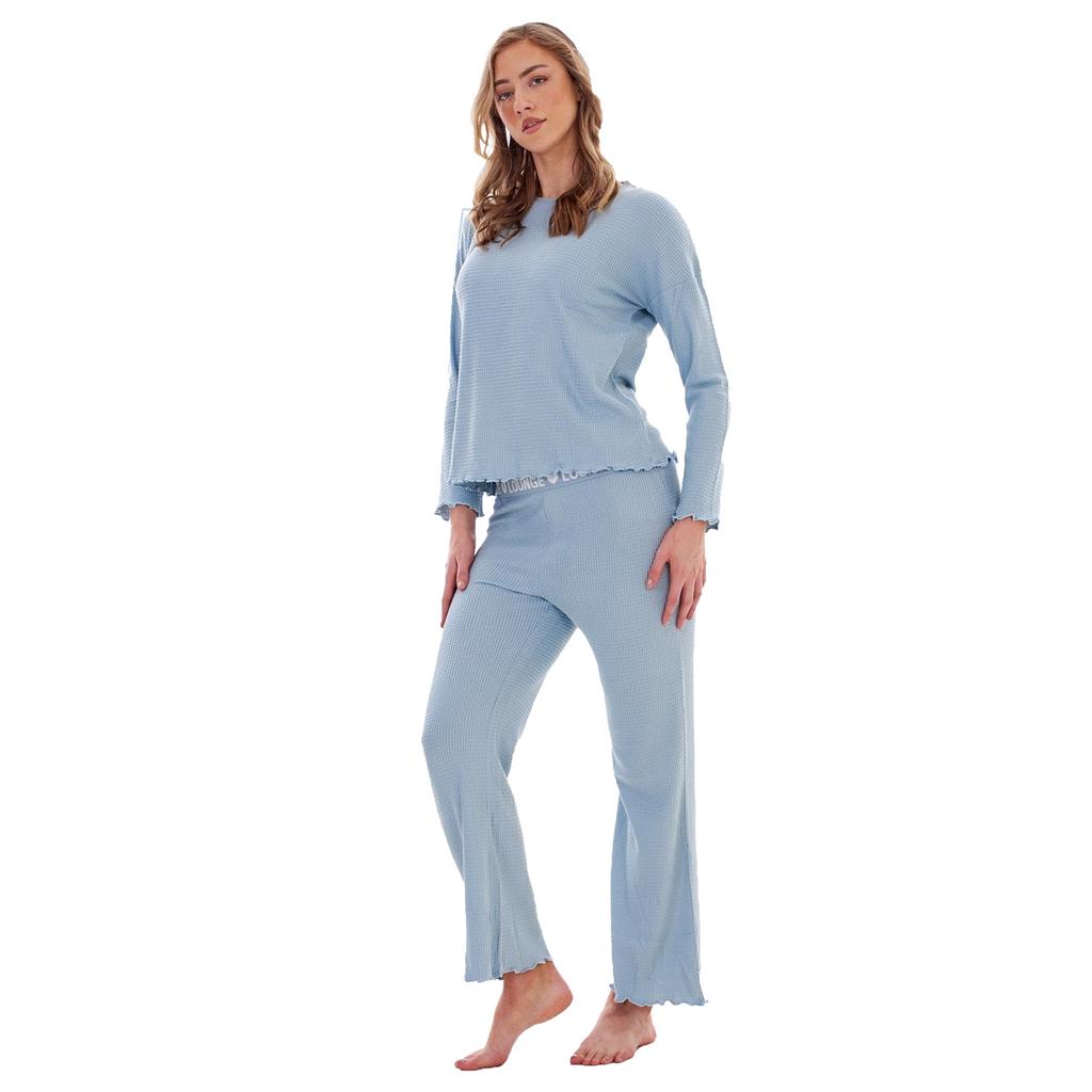 Keanu Damen/Damen Waffel Lang Pyjama Set