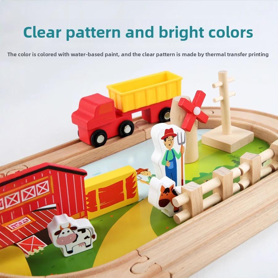 Wooden Track Farm Scene Building Blocks Children Toy Set For Gift Giving
