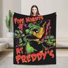 Halloween Five Nights Horror Game Blanket Flannel Print  Portable Lightweight Thin Throw Blanket for Home Bedroom Quilt