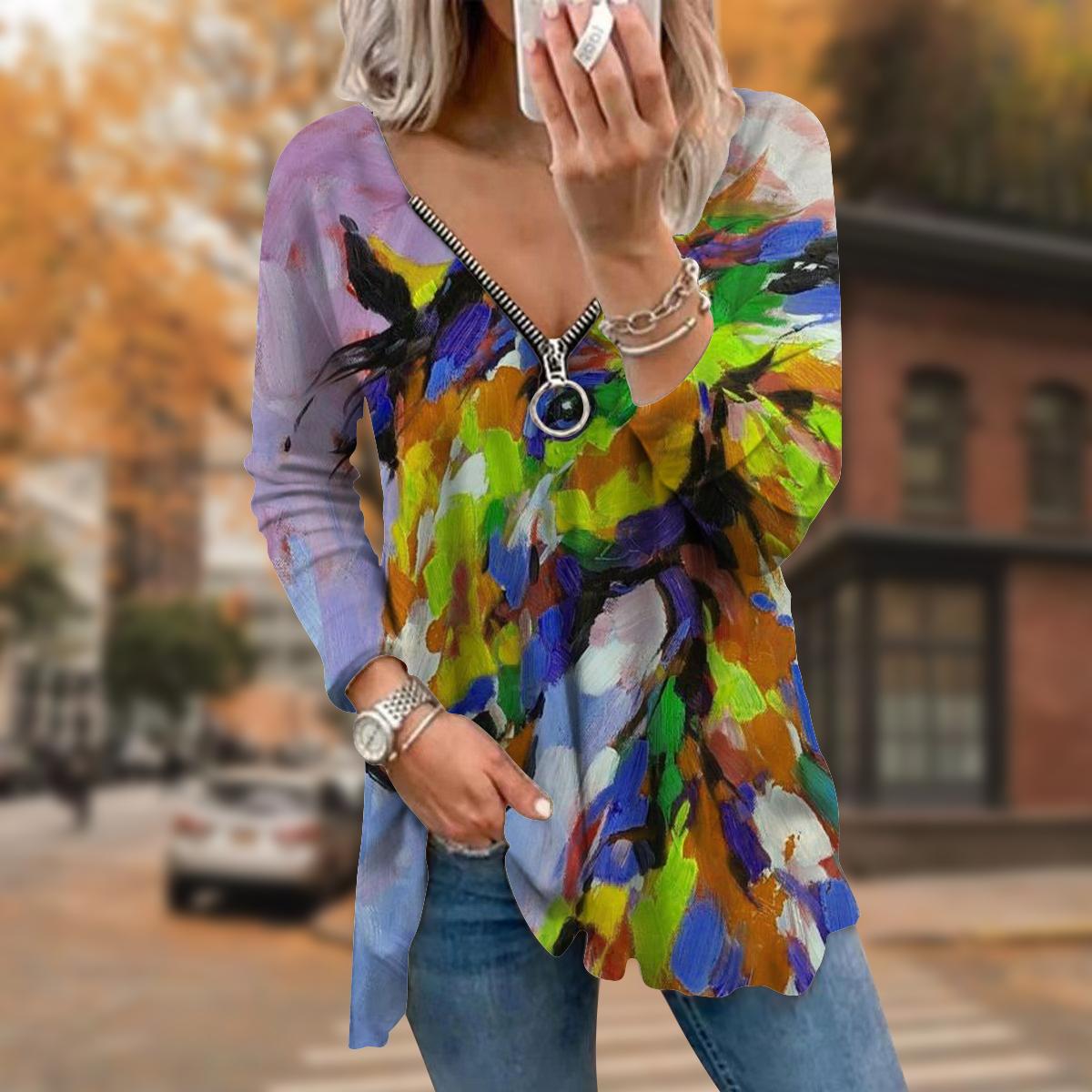 Женские футболки с длинным рукавом и принтом лошади на осень — фото 4