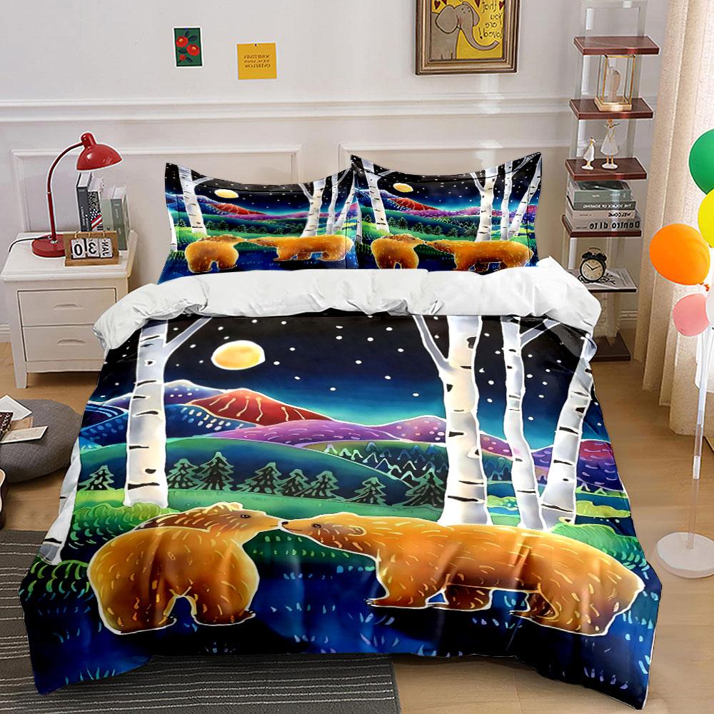 

Bears, birch trees, mountains. Bedding sets Duvet cover sets Duvet covers Pillowcases(1 * Duvet Cover 2 * Pillowcases, without duvet insert) 135x200cm