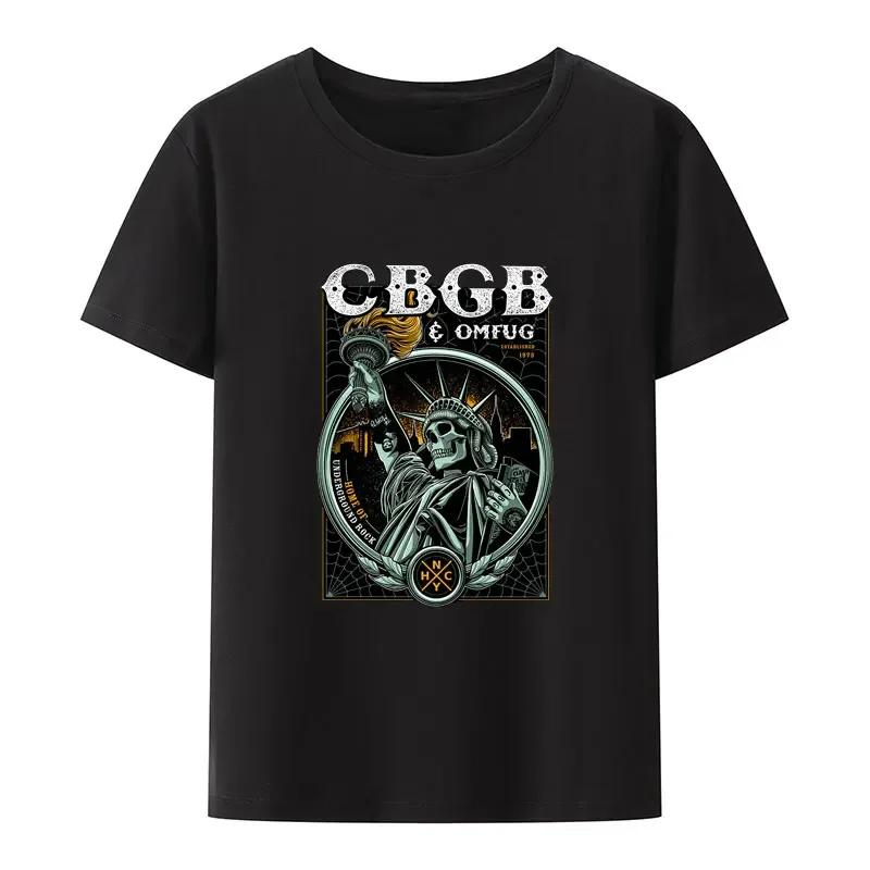 Underground Punk Rock Concert Hipster Tee Hip Hop Street Fashion Cool Tops CBGB OMFUG Liberty Skeleton Black White Print T Shirt