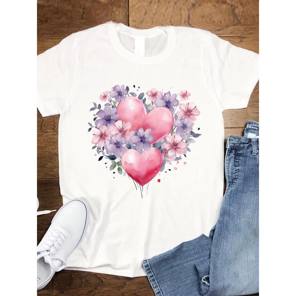 Leopard Love Trend 90s Women Fashion Clothing Tee Top Casual Short Sleeve Tshirts Graphic T-shirts T Female Cartoon Lady Clothes