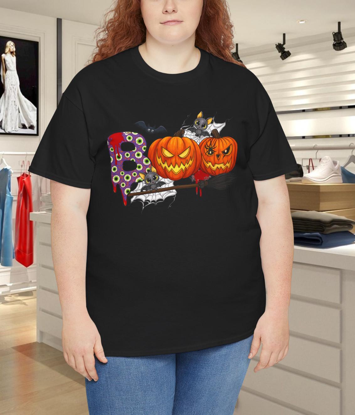 Boo Halloween Shirt, Halloween Gifts, Ghost T-Shirt Mens Womens Tees Top XL