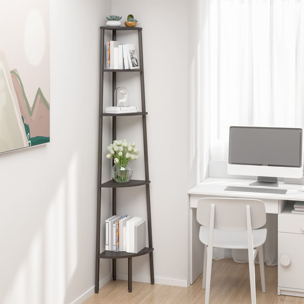 Corner Shelf with 5 Shelves Black 45.5 X 31.5 X 180 Cm