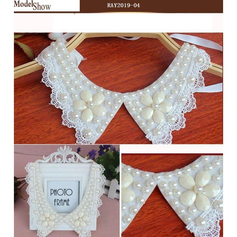 1PCS Lace Collar Flower Decoration DIY Embroidery Pearl Clothes Collar Stereoscopic Hollow Embroidery Fake Collar Wearable Colla