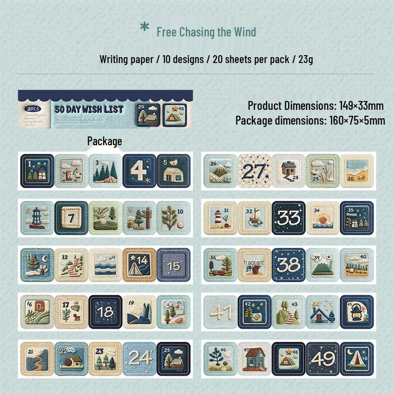 Ketchup Girl 50-Day Wish List Die-Cut Sticker & Embroidery Journal - 4 Styles