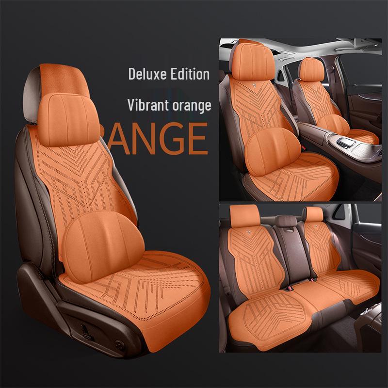Universal Suede Car Seat Cushion Set for Hongqi HS5/H5 - Breathable, Four Seasons, Three-Piece
