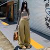 Autumn 2025 Khaki High-Waist Loose Straight-Leg Women's Jeans - Casual, Slimming, Fashionable Wide-Leg Pants