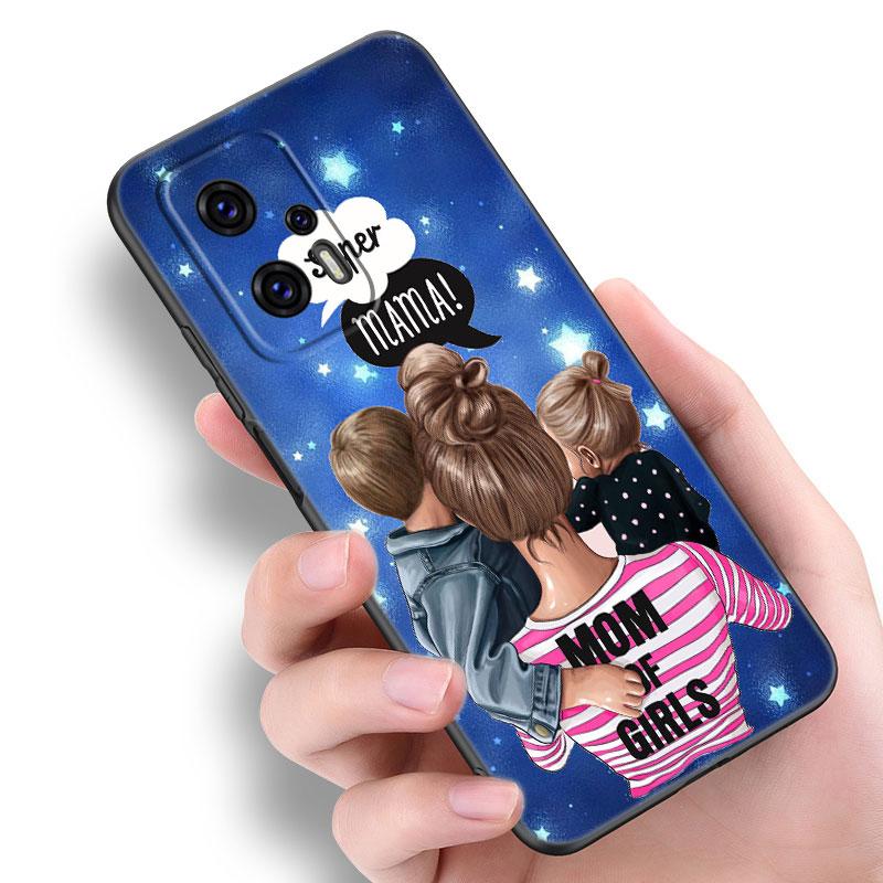 Baby Mom Girl Phone Case For Xiaomi POCO F2 F3 M2 M3 M4 X3 X4 Pro NFC F4 GT 5G F1 X2 C3 C31 C40 M5S Soft TPU Black Cover