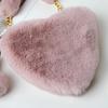 SCIONE Fashion Cute Plush Heart-shaped Bag Female Furry Love Handbag Chain Peach Heart Bag
