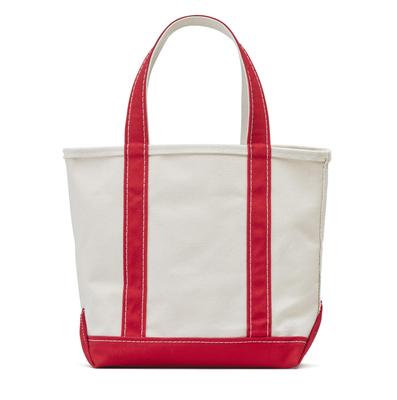 LL Bean Boat Tote Open Top Small Canvas Red 0M19440001 &