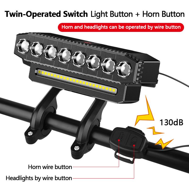 8 LED Bicycle Front Light Waterproof MTB Road Bike Headlights USB Rechargeable 5 LED Bicycle Front Light for Night Riding Safety
