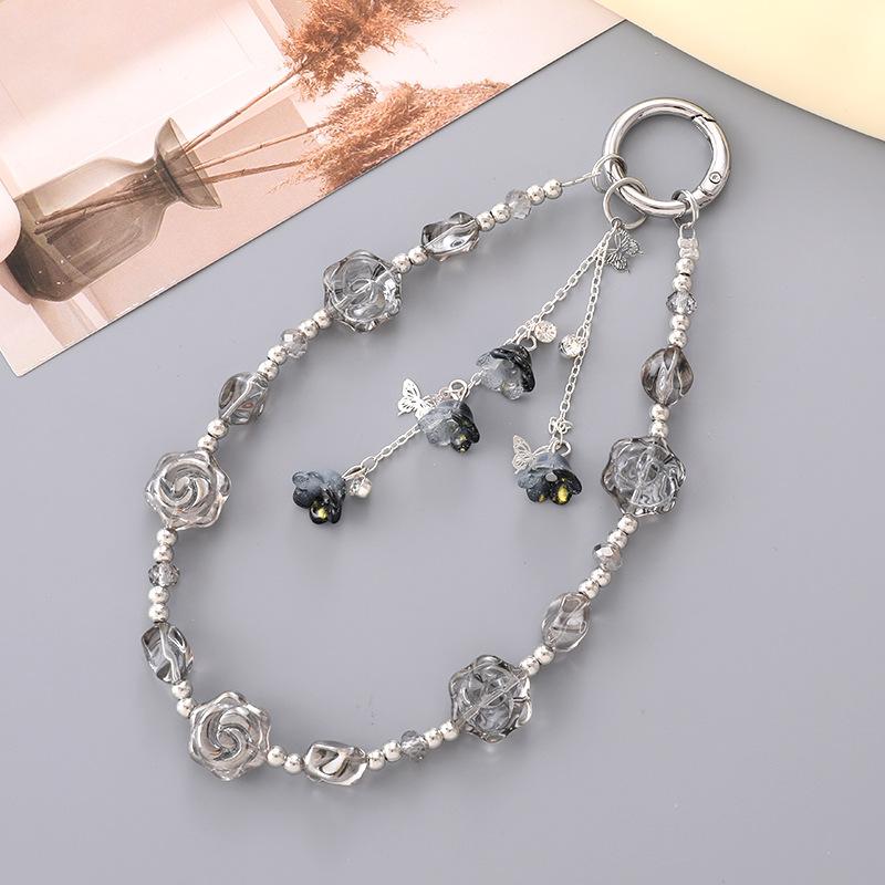 New Gradient Trumpet Flower Pendant Short Phone Chain Women s Bag Charm Keychain Pendant Pendant