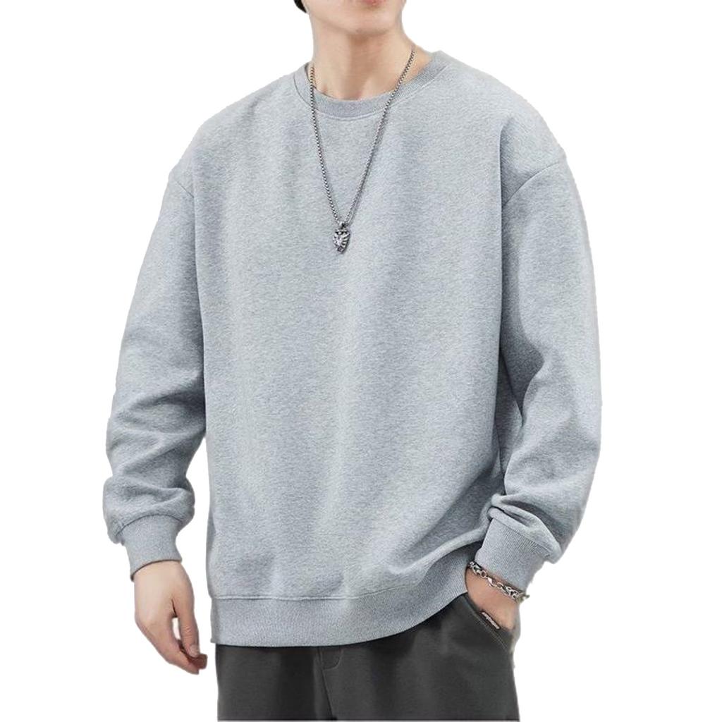 Men's And Women's Solid-color Casual Round-neck Long-sleeved Top, Men's Fitted Base Sweatshirt