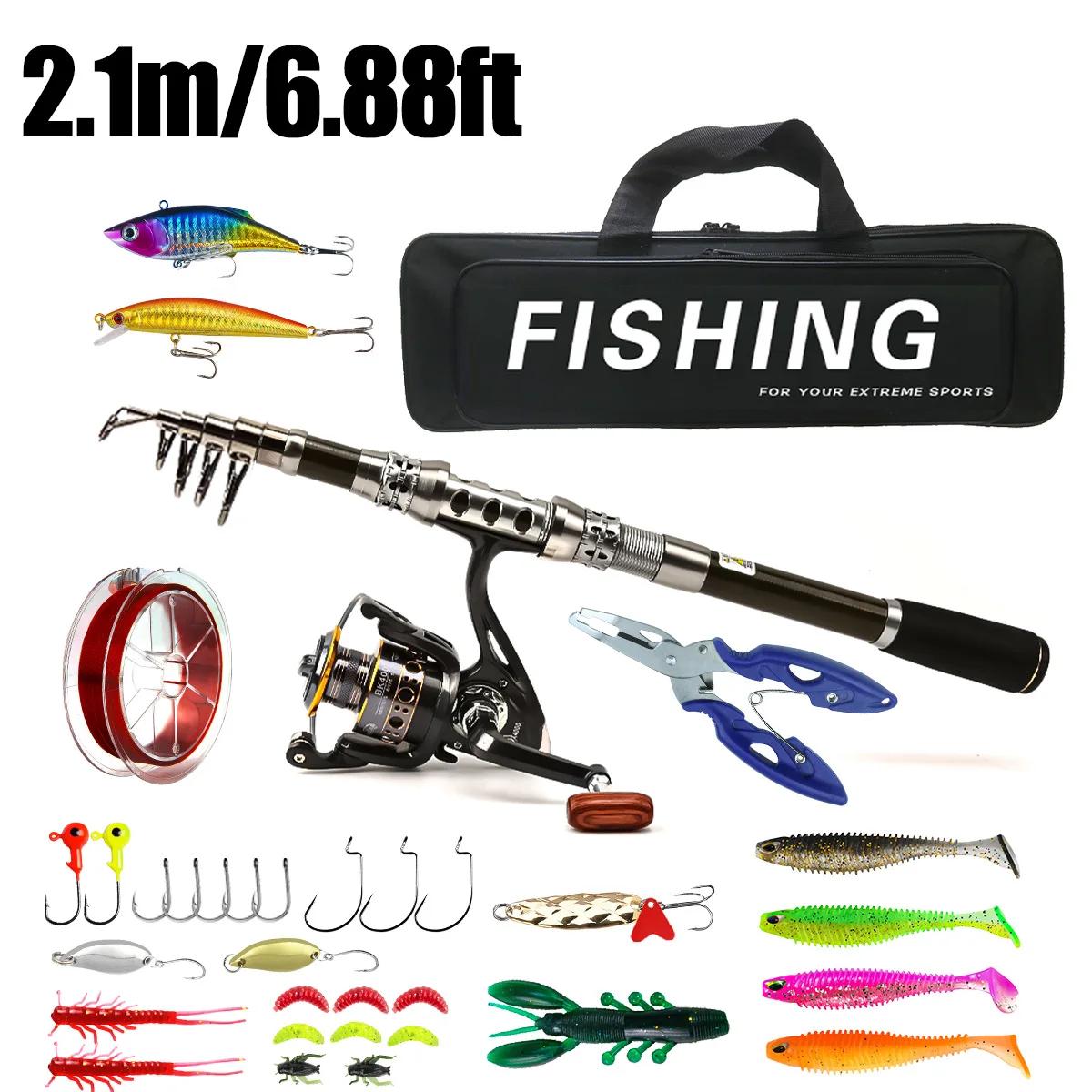 Удочки и катушки из углеродного волокна, 1,8-3 м, спиннинговый набор, супержесткое телескопическое удилище, максимальная прочность