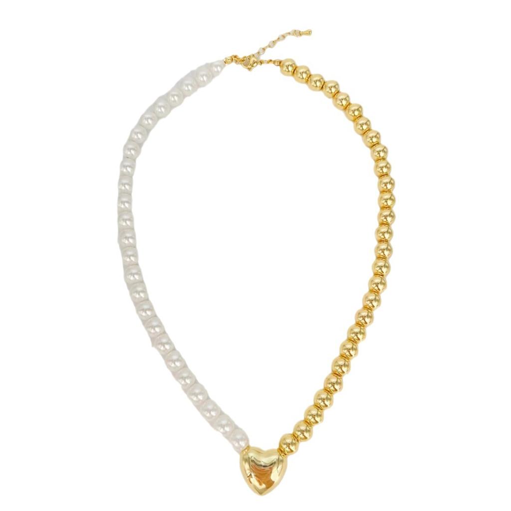 Simple Light Luxury Temperament 8 Pearl Copper Beads Love Beaded Necklace Suitable For Women'S Daily Wear