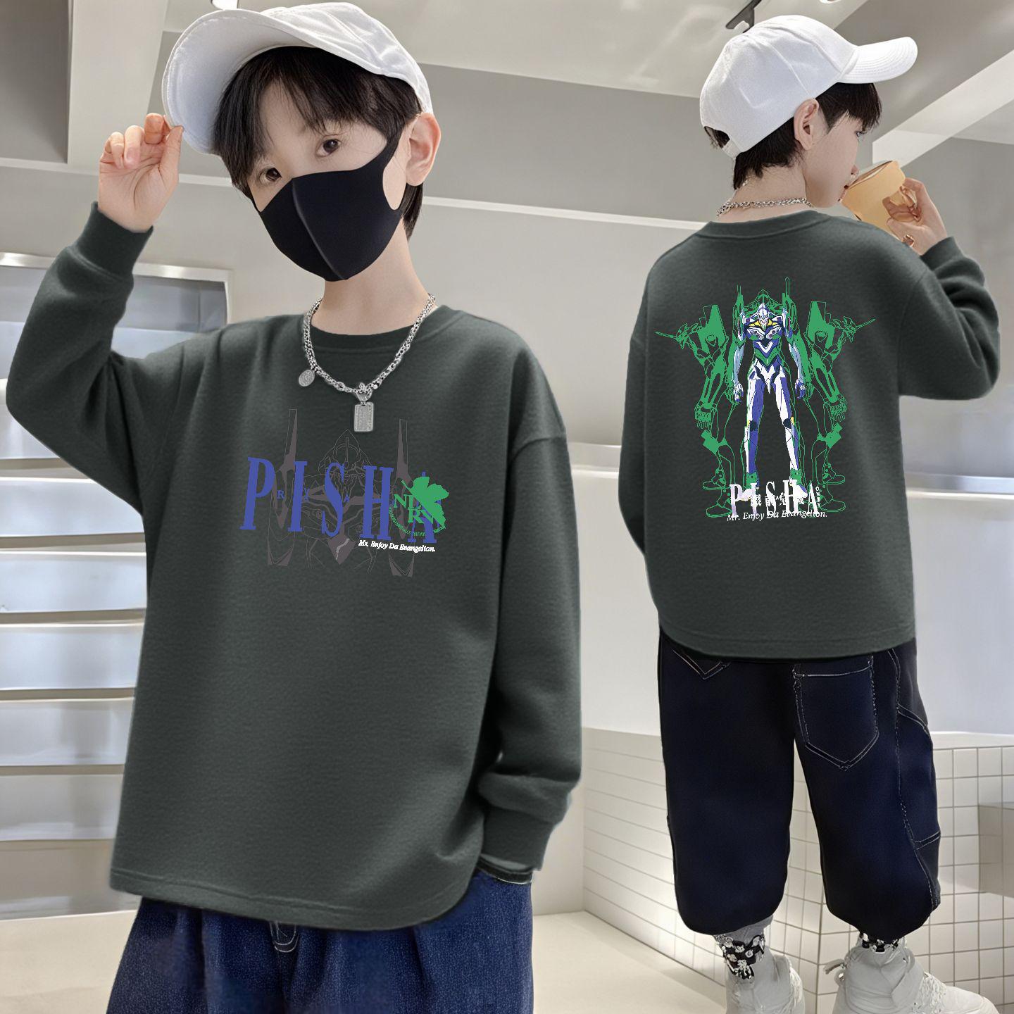 

Boys 100% Pure Cotton Long-Sleeve T-Shirt - Autumn, Loose Fit, Round Neck 150 cm (70-80 jin)