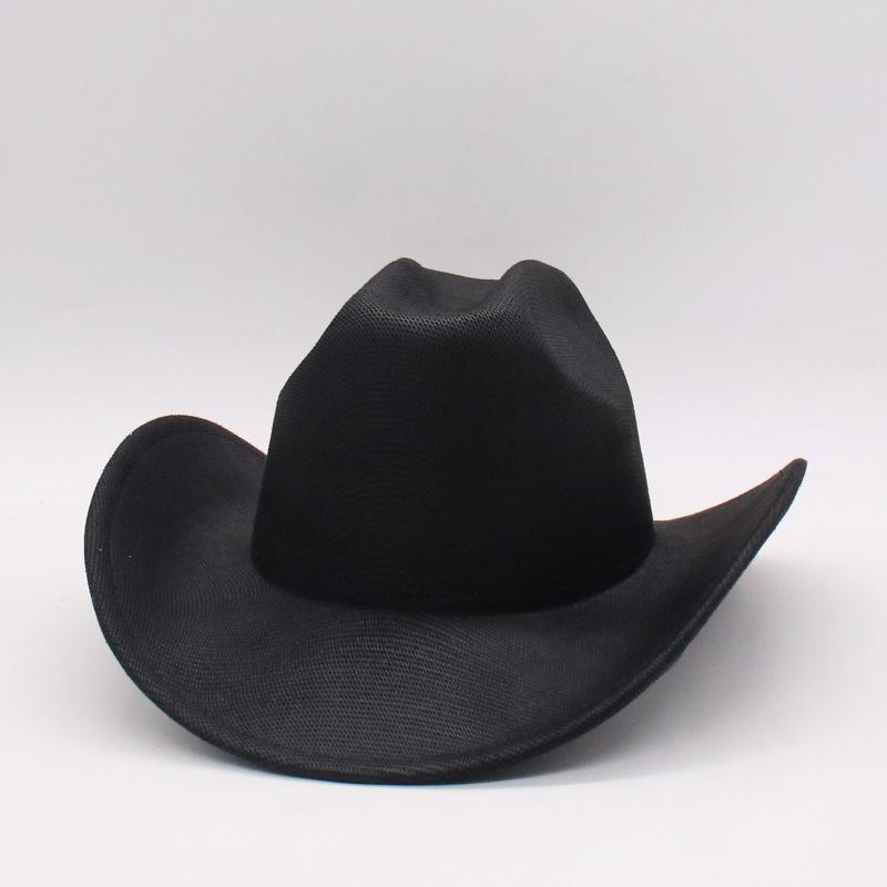 New Cowboy Top Hat, European And American Punk Style Big Edge Hat, Men'S And Women'S One-Word Riding Hat, Western Cowboy Roll-Brim Hat