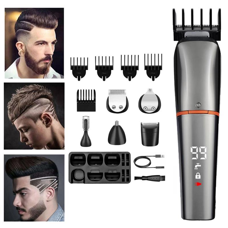 

Профессиональная машинка для стрижки волос для мужчин, перезаряжаемая машинка для стрижки волос, триммер для бороды, бритва, беспроводная USB со светодиодным дисплеем