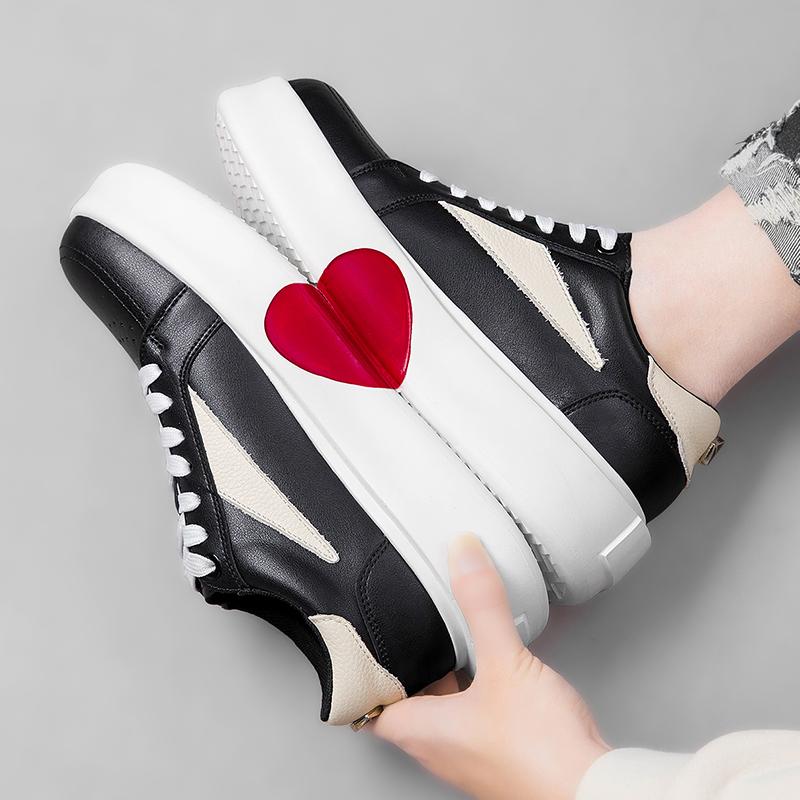Men's Split Leather Casual Sneakers 4.5cm Thick Sole Height Increase Platform Shoes for Women Comfortable Walking Sports