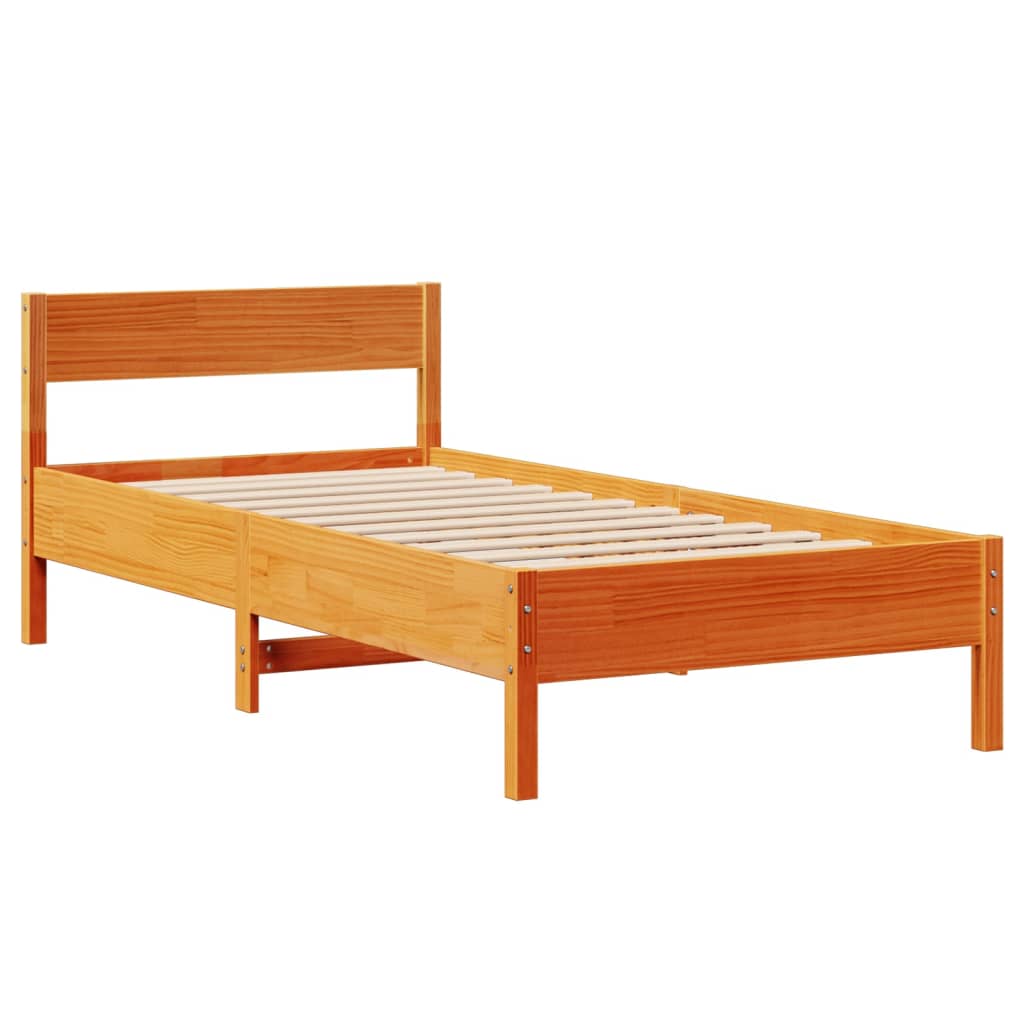 Vidaxl Bed Frame Without Mattress, Waxed Brown, 75X190 Cm, Pine