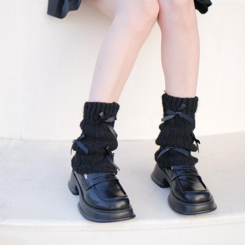 Women Fashion Leg Warmers Bow Knit Long Leg Socks Warm Students Girls 90s Boot Socks Party Casual Y2K Streetwear Gift