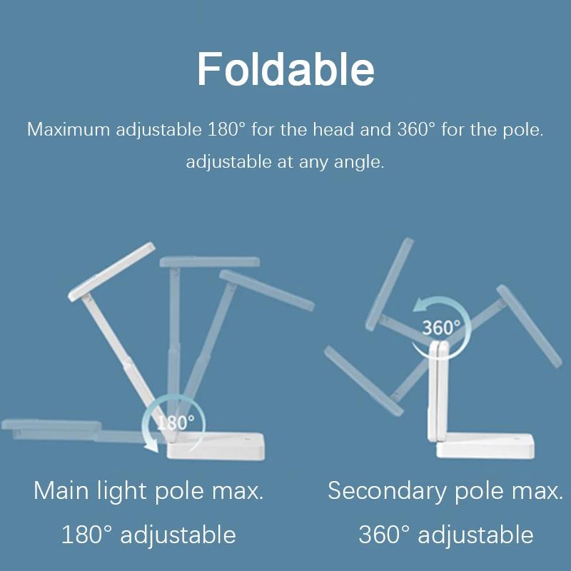 Folding LED Desk Lamp Rechargeable Battery  Specific Eye Protector Dormitory Portable Large Table Lamp CapacityLed Night Lights