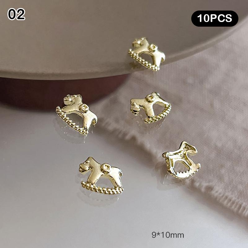 

10Pcs Cartoon Horse Alloy Zodiac Horse Nail Nail Art Charms Diy Nail Decoration Manicure Accessories 2