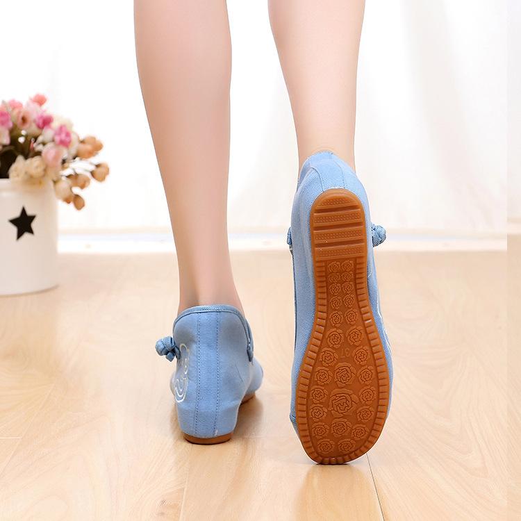 Clearance!!! No return or exchange, Yunhe, front lace-up embroidered cloth shoes, beef tendon sole ethnic style square