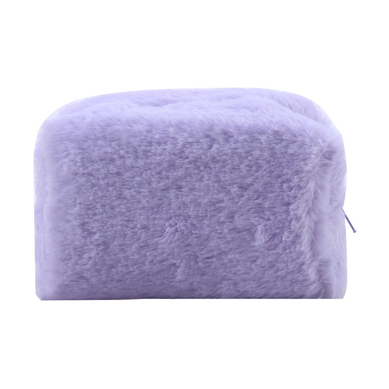 

1PC Lightweight Soft Travel Cosmetic Bag Organizer Make Up Case Necessaries Storage Bag Plush Makeup Bags For Women світло-фіолетового кольору