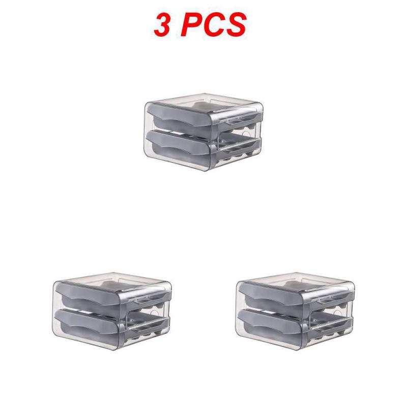 Refrigerator Egg Storage Organizer Egg Holder for Fridger 2-Layer Drawer Type Stackable Storage Bins Clear Plastic Egg Holder
