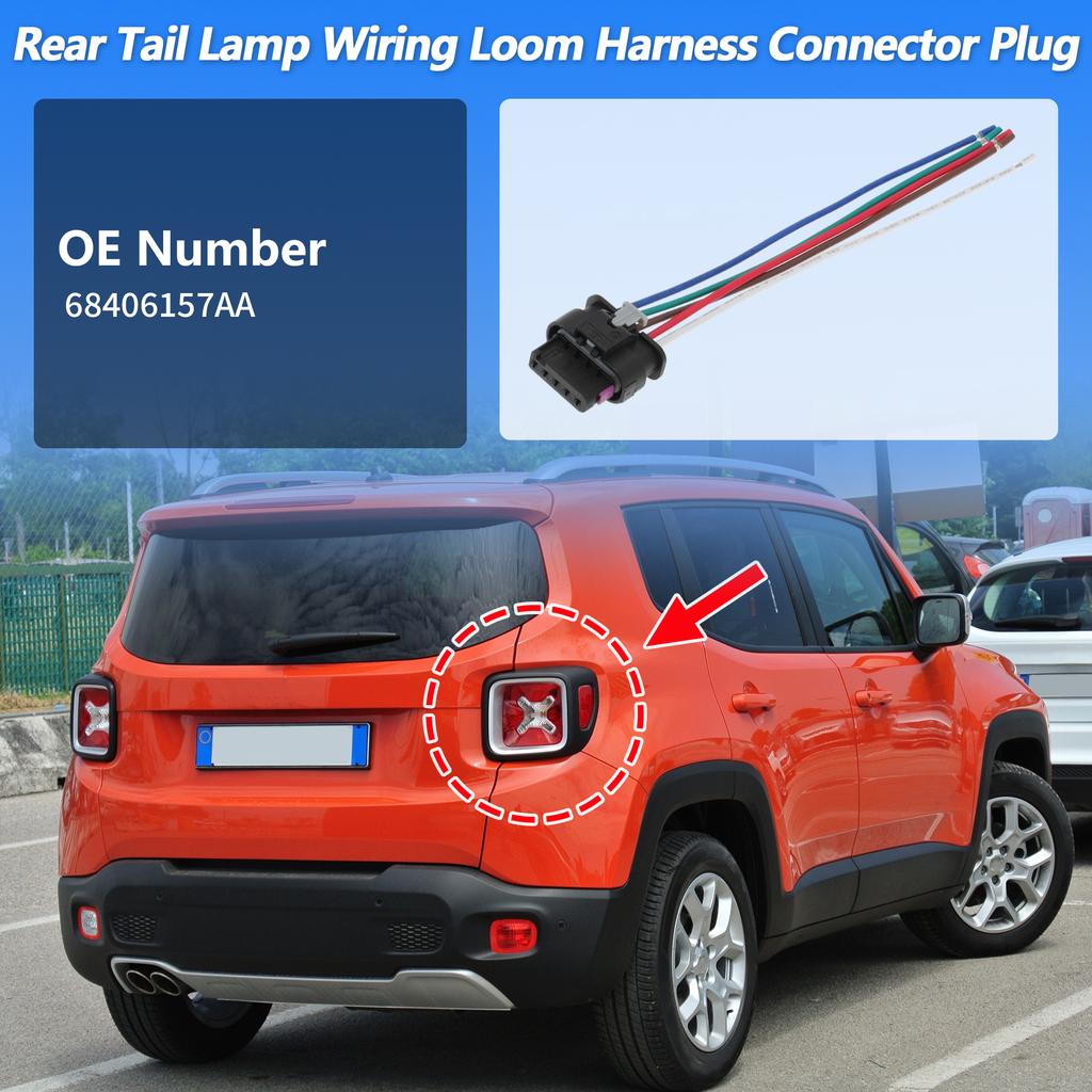 UXCELL No.68406157AA Rear Tail Light Harness for Jeep Renegade 2015-2023 6 Pin Rear Tail Lamp Wiring Harness Connector Plug 5.4"