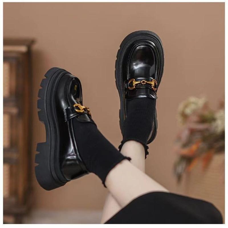 2025Autumn New Korean Style Loafers for Women, Round Toe Rubber Casual Slip-On Deep Mouth Low-Top Fashion Single Shoes