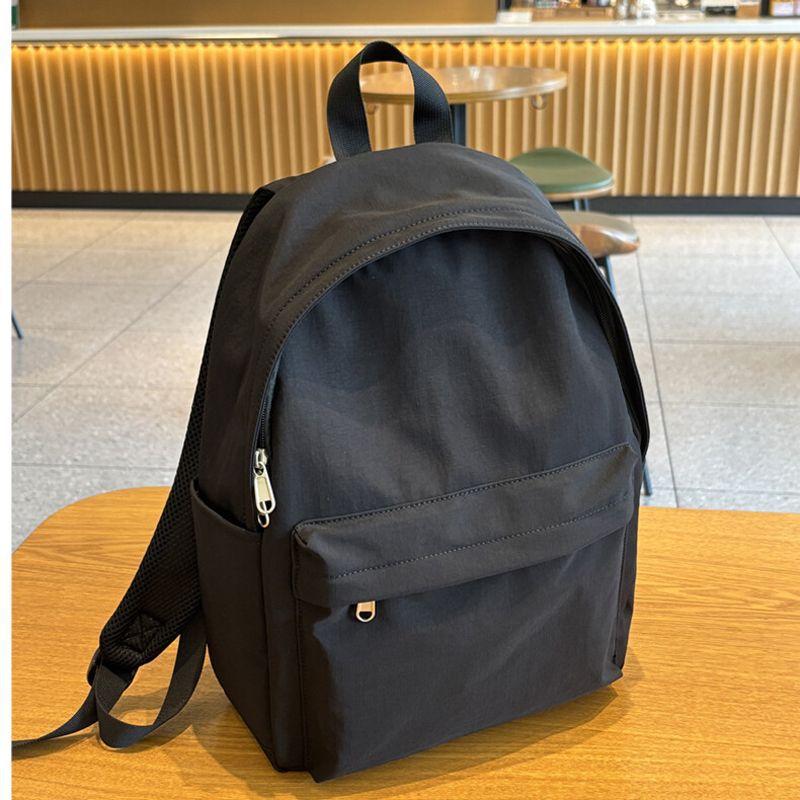 Schoolbag Solid Color Schoolbag Original Ulzzang Versatile High School Backpack Large Capacity Ins Campus Trend Commuter Backpack Men
