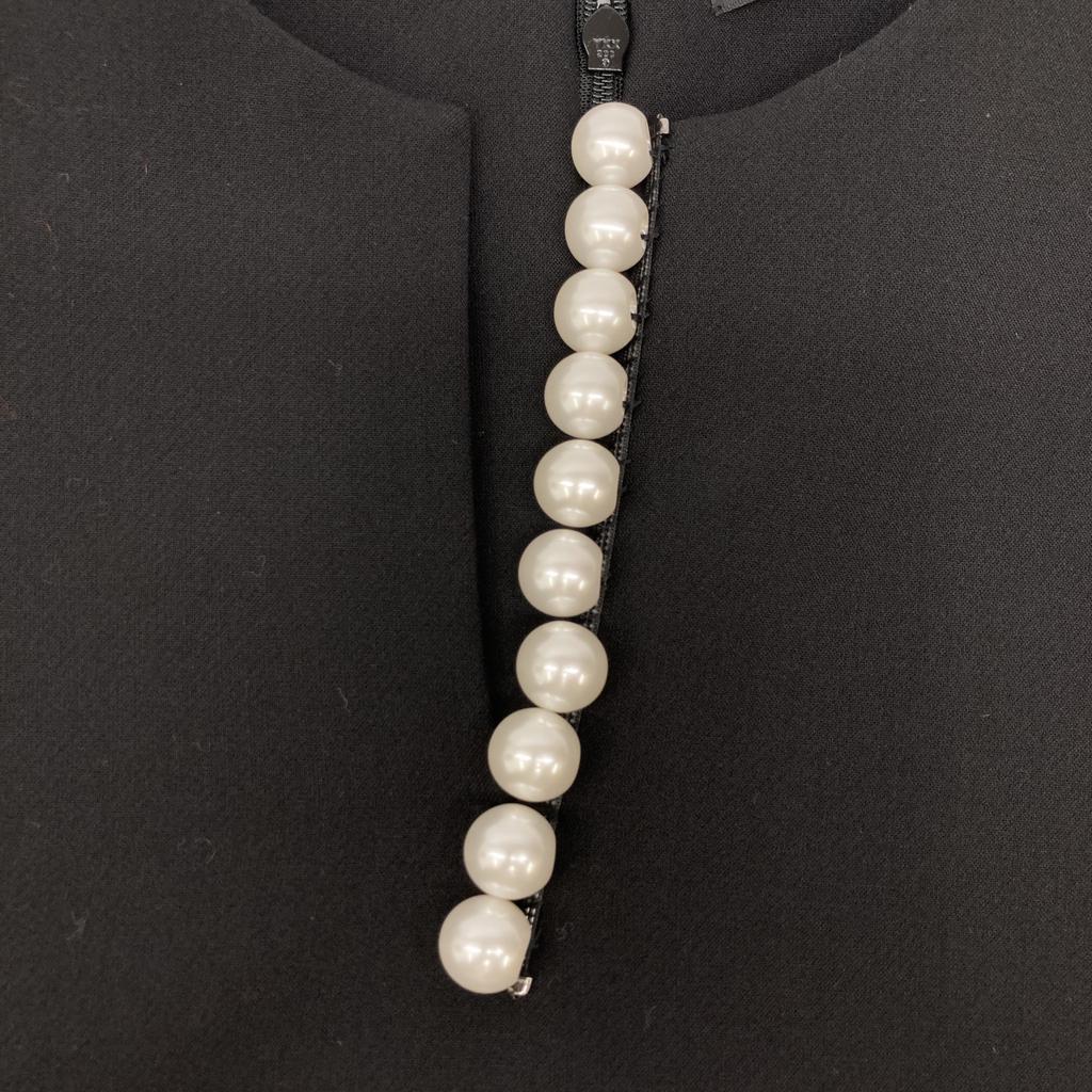 YOKOCHAN YCB-421-285 Black Rayon Blend Gathered Sleeve Pearl Blouse tops 36 blackUsed