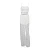 Womens 2026 Elegant White Lace Camisole Top Wide Leg Pants 2 Piece Set Casual Office Date Outfit