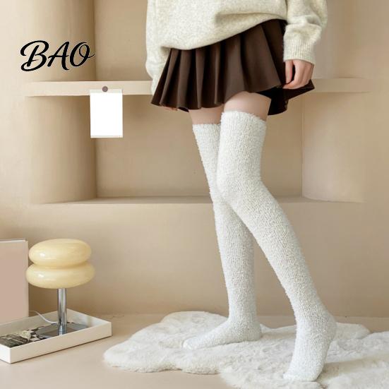 Fleece Thigh High Socks 1 Pair Fuzzy for Women, Long Soft Fluffy Stockings Leg Warmer, Thickened Plush Over The Knee Stockings, Winter Boot